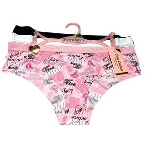 JUICY COUTURE 3PK Nylon / Spandex SEXY SIDE CUT OUT HIPSTER PANTIES XL NWT